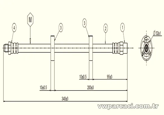 CAVO C800379A Fren Hortumu (Audi 100 Quattro 85-91)