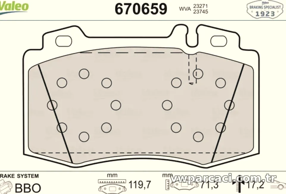 FREN BALATASI ON W203 02>07 S203 02>07 C209 02>09 C219 04>10 W211 02>08 W220 98>05 - Valeo - VALEO 670659