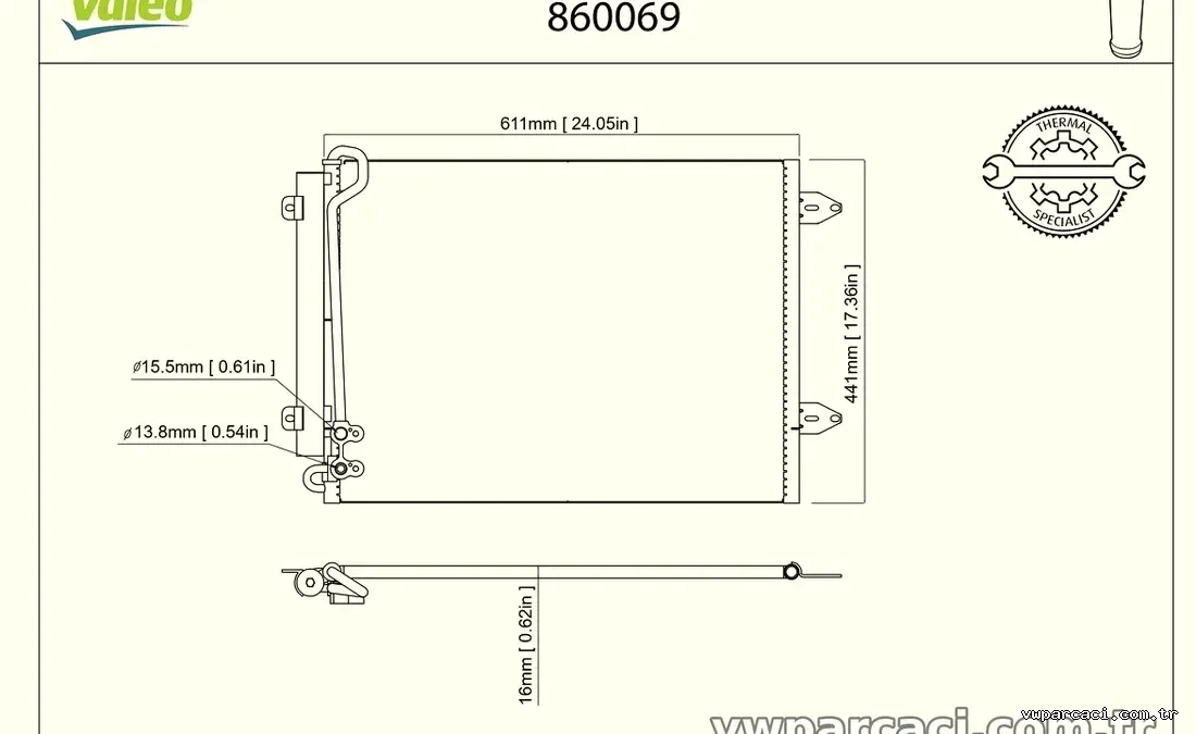 VALEO 860069 Klima Radyatörü - VALEO - 860069