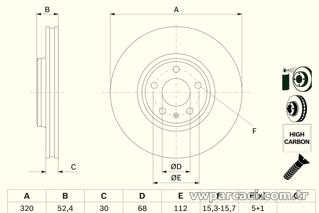 BOSCH 0986479468 Fren Disk Ayna - BOSCH - 0986479468