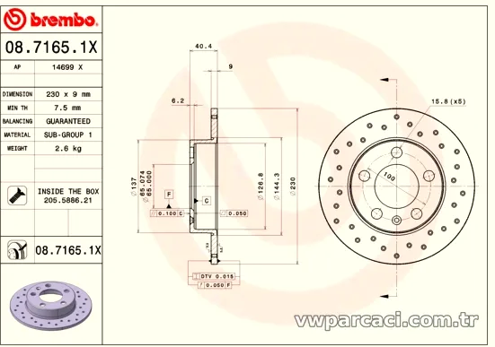 BREMBO 0871651X Fren Disk Ayna - BREMBO - 0871651X
