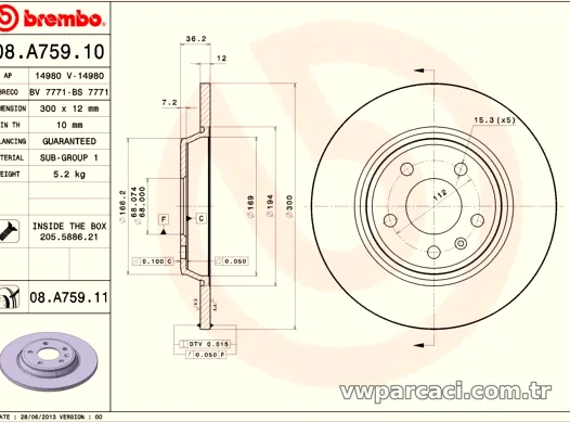 BREMBO 08A75910 Fren Disk Ayna - BREMBO - 08A75910