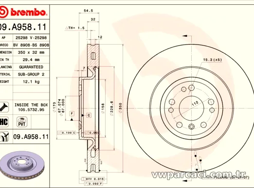 BREMBO 09A95811 Fren Disk Ayna - BREMBO - 09A95811