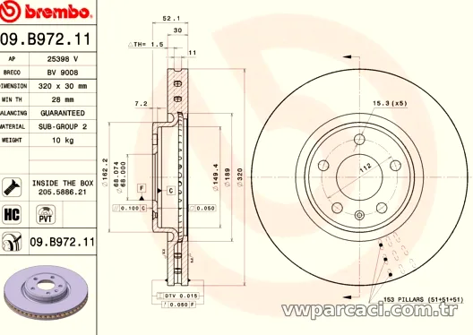 BREMBO 09B97211 Fren Disk Ayna - BREMBO - 09B97211