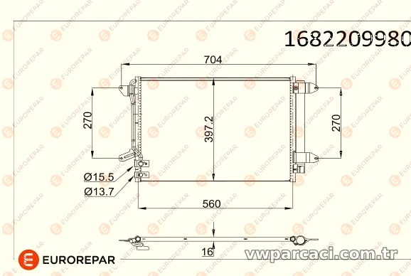 EUROREPAR 1682209980 Klima Radyatörü - EUROREPAR - 1682209980