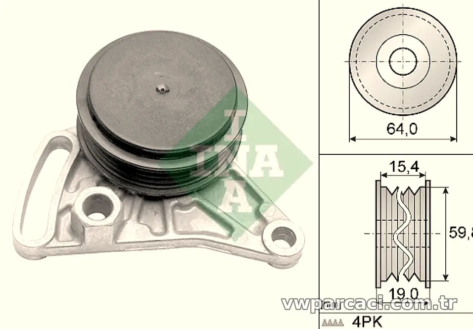 ALTERNATOR KASNAGI RULMANLI (KUTUKLU) PASSAT A4 A6 1,6 / 1,8 20V / 1,9TDI 95>01 - INA - INA 531030910